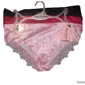 Juicy Couture Women's Lace Trim Panties Pink Black Red XL